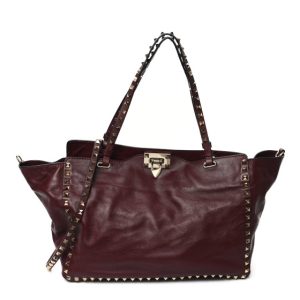 Valentino Garavani Vitello Medium Rockstud Tote Camelia