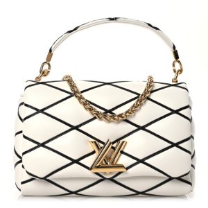 Louis Vuitton Lambskin Malletage Top Handle GO-14MM White Black