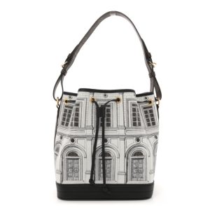 Louis Vuitton X FORNASETTI Calfskin Architettura Noe MM Black White