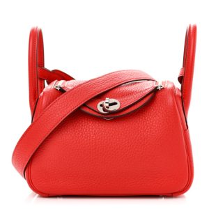Hermes Taurillon Clemence Mini Lindy 20 Rouge De Coeur