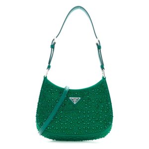 Prada Satin Crystal Cleo Adjustable Strap Shoulder Bag Mango