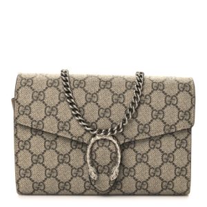 Gucci GG Supreme Monogram Mini Dionysus Chain Wallet Beige Taupe