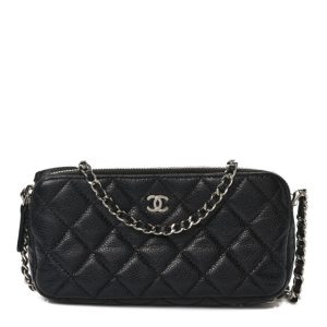 Chanel Caviar Quilted Small Clutch With Chain Black