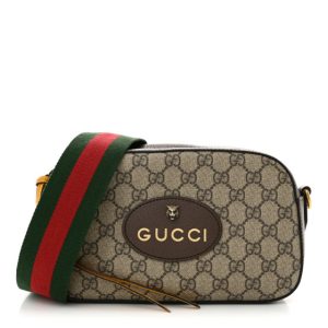 Gucci GG Supreme Monogram Web Neo Vintage Shoulder Bag Beige New Acero Crop