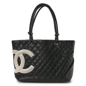 Chanel Calfskin Quilted Large Cambon Tote Black White