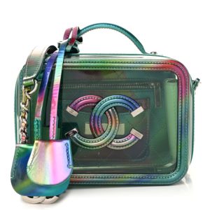 Chanel PVC Patent Calfskin Patent Lambskin Small CC Vanity Case Green