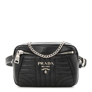Prada Soft Calfskin Impunture Diagramme Belt Bag Black