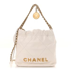 Chanel Shiny Calfskin Quilted Mini Chanel 22 White