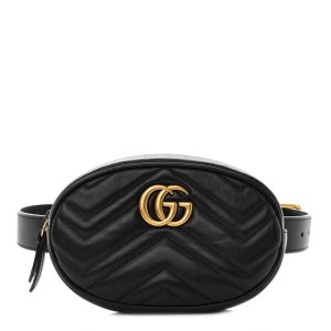 Gucci Calfskin Matelasse GG Marmont Belt Bag 65 26 Black
