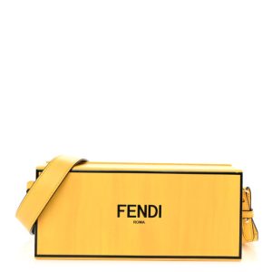 Fendi Vitello Fluffy Logo Horizontal Box Crossbody Bag Yellow Box Black