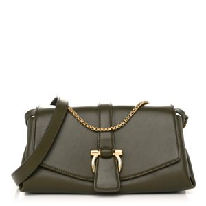 Salvatore Ferragamo Calfskin XS Front Flap Crossbody Bag New Olive