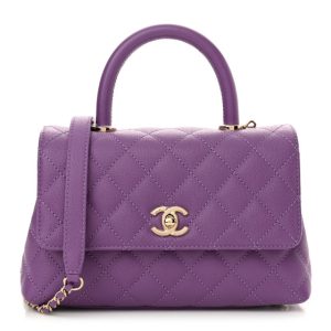 Chanel Caviar Quilted Mini Coco Handle Flap Purple