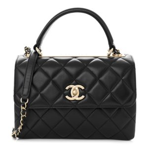 Chanel Lambskin Quilted Small Trendy CC Dual Handle Flap Bag Black
