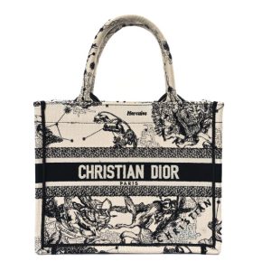 Christian Dior Canvas Embroidered Small Zodiac Toile De Jouy Book Tote Latte