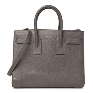 Saint Laurent Grained Calfskin Small Sac De Jour Dark Anthracite