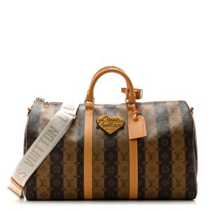 Louis Vuitton X NIGO Reverse Monogram Stripe Keepall Bandouliere 50 Brown