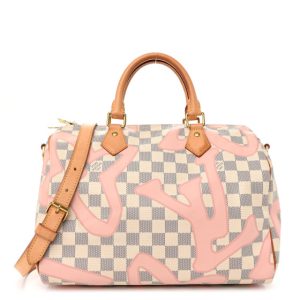Louis Vuitton Damier Azur Tahitienne Speedy Bandouliere 30 Rose Ballerine