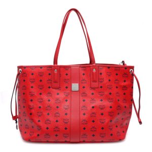 MCM Visetos Large Liz Reversible Shopper Tote Ruby Red