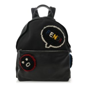 Fendi Nylon Calfskin Shearling Emoticon Backpack Black