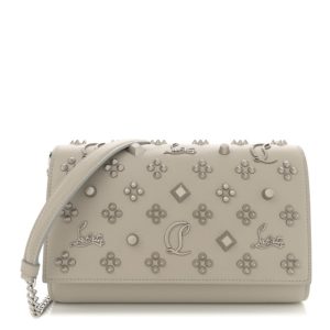 Christian Louboutin Calfskin Spikes Loubinthesky Paloma Clutch Goose