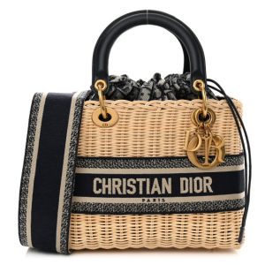 Christian Dior Wicker Oblique Medium Lady Dior Bag Blue