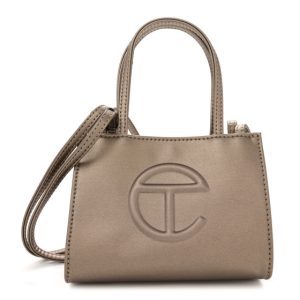 Telfar Metallic Vegan Leather Small Shopping Bag Bronze