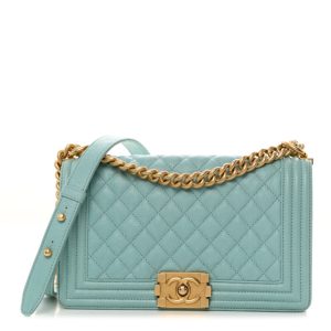 Chanel Caviar Quilted Medium Boy Flap Light Blue