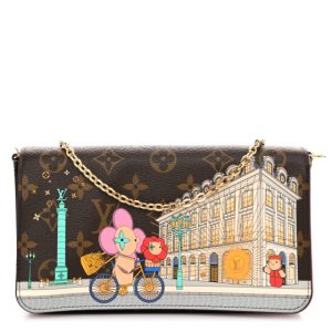 Louis Vuitton Monogram 2022 Christmas Animation Paris Pochette Felicie Chain Wallet Pink
