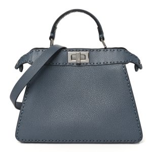 Fendi Cuoio Romano Selleria Chamois Small Peekaboo I SEE U Satchel Asfalto