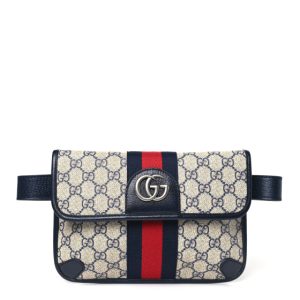 Gucci GG Supreme Monogram Web Small Ophidia Belt Bag 90 36 Beige Navy