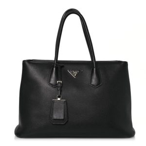 Prada Saffiano Cuir Twin Tote Nero Black