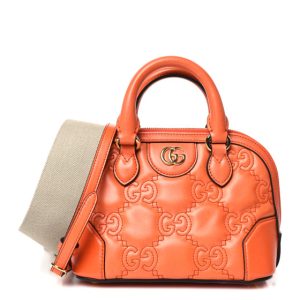 Gucci Calfskin GG Matelasse Mini Top Handle Bag Spring Orange Natural