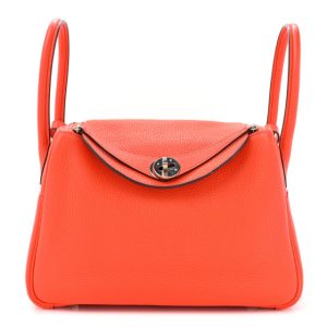 Hermes Taurillon Clemence Lindy 26 Orange Poppy
