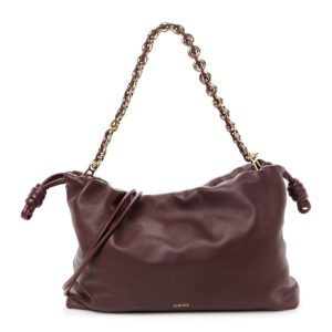 Loewe Mellow Nappa Donut Chain Large Flamenco Knot Clutch Dark Burgundy