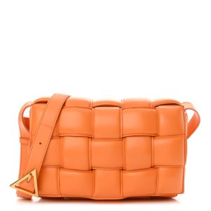 Bottega Veneta Nappa Maxi Intreccio Padded Cassette Crossbody Bag Orange