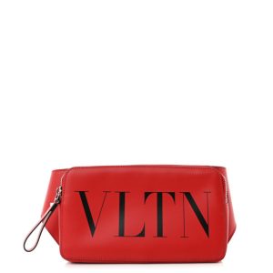 Valentino Garavani Calfskin Mens VLTN Belt Bag Pure Red Black