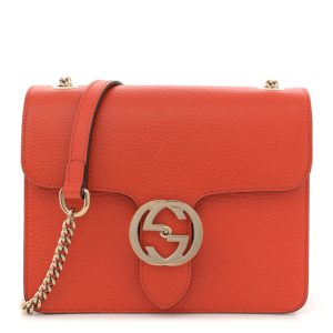 Gucci Dollar Calfskin Small Interlocking G Shoulder Bag Sun Orange