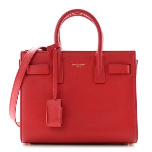 Saint Laurent Grained Calfskin Nano Sac De Jour Lipstick Red