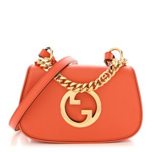 Gucci Roxy Calfskin Blondie Chain Shoulder Flap Bag Deep Orange