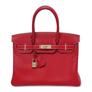 Hermes Epsom Candy Birkin 30 Rouge Casaque Bleu Thalassa