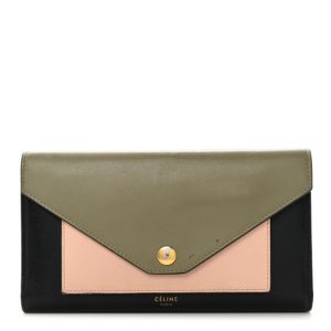 Celine Smooth Calfskin Pocket Tri-Fold Multifunction Envelope Flap Wallet Black Multicolor