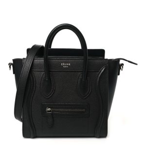 Celine Drummed Calfskin Nano Luggage Black