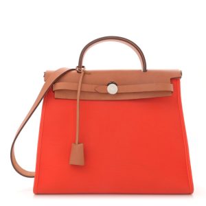 Hermes Vache Hunter Toile Herbag Zip 31 PM Orange