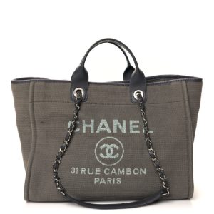 Chanel Mixed Fibers Medium Deauville Tote Grey
