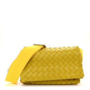 Bottega Veneta Nappa Intrecciato Small Fold Crossbody Messenger Lemon
