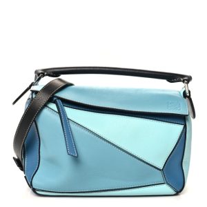 Loewe Calfskin Small Puzzle Bag Light Blue Aqua