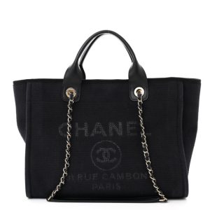 Chanel Mixed Fibers Small Deauville Tote Black