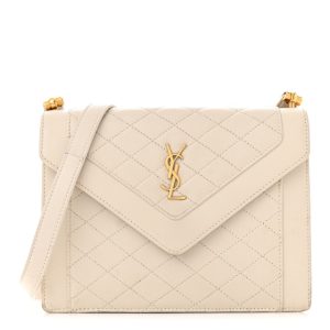 Saint Laurent Lambskin Quilted Mini Gaby Satchel Blanc Vintage