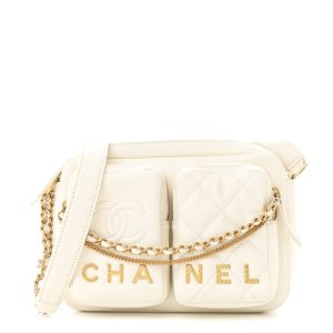 Chanel Calfskin Quilted Small Camera Case White