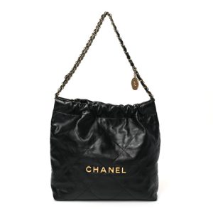 Chanel Shiny Calfskin Quilted Small Chanel 22 Black